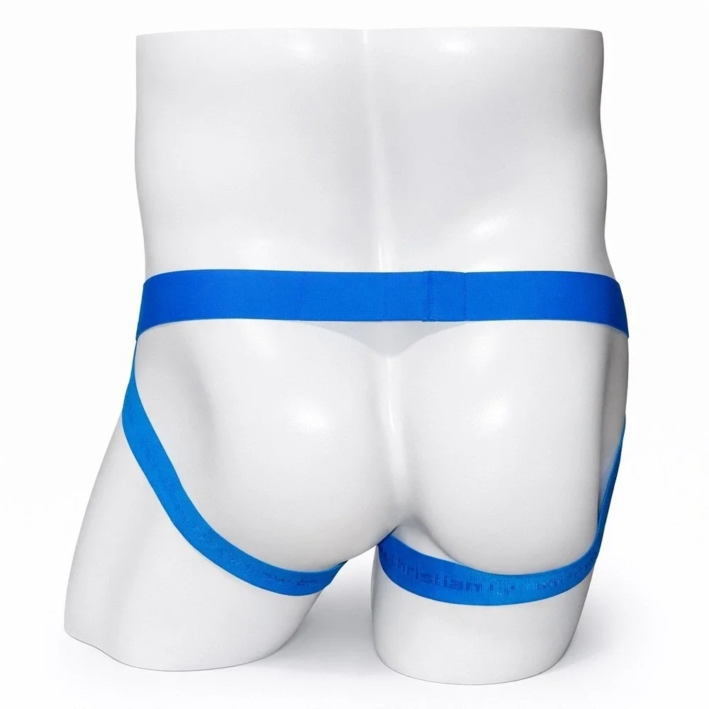 Andrew‎ Christian THICK S (31-33) Jockstrap White Blue Athletic Supporter 92942